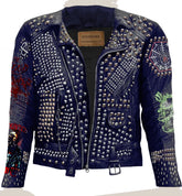 Spider Men Studded Leather Jacket, Steampunk Studded Men's Handmade Gothic Genuine Leather Jacket, SteamPunk Rock Patches Leather Men Jacket